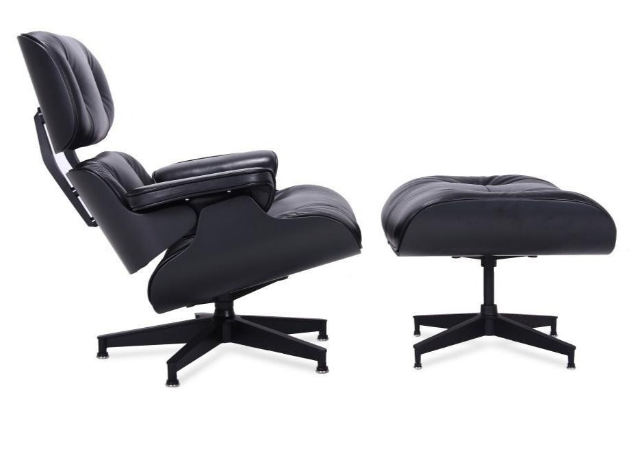 Black leather eames online chair